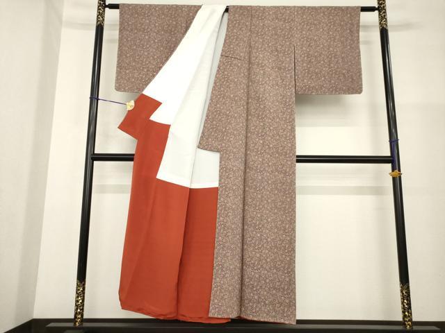 平和屋着物■上質な小紋 更紗花文 正絹 逸品 AABG2538ck