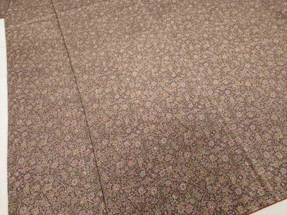 平和屋着物■上質な小紋 更紗花文 正絹 逸品 AABG2538ck