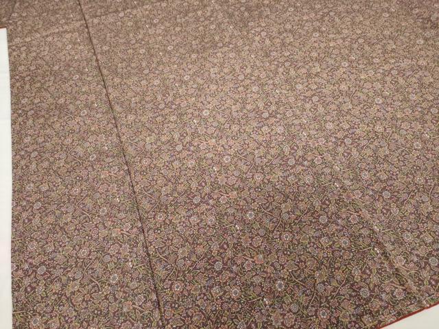 平和屋着物■上質な小紋 更紗花文 正絹 逸品 AABG2538ck