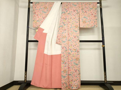 平和屋着物■上質な小紋 花唐草文 正絹 逸品 AABG2543ck