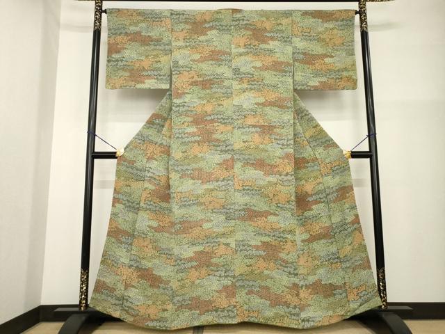 平和屋着物■上質な小紋 切嵌花文 正絹 逸品 AABG2546ck