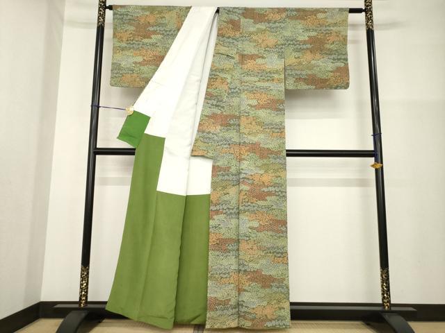 平和屋着物■上質な小紋 切嵌花文 正絹 逸品 AABG2546ck