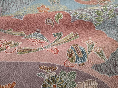 平和屋着物■上質な小紋 吉祥宝尽くし花文 正絹 逸品 AABG2548ck
