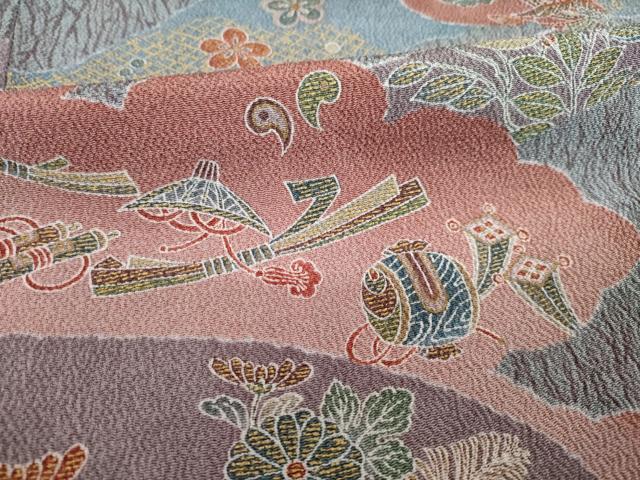 平和屋着物■上質な小紋 吉祥宝尽くし花文 正絹 逸品 AABG2548ck