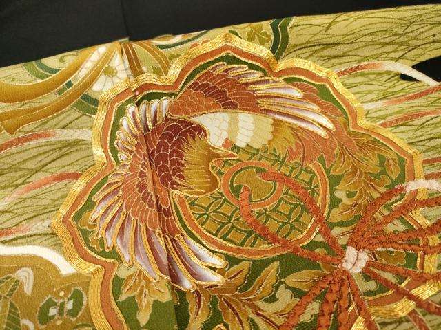 平和屋着物■豪華黒留袖　駒刺繍　鏡裏鳳凰花文　金彩　正絹　逸品　AABG2554ck