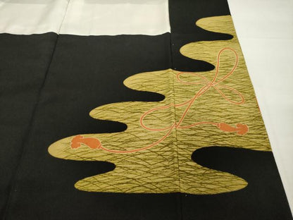 平和屋着物■豪華黒留袖　駒刺繍　鏡裏鳳凰花文　金彩　正絹　逸品　AABG2554ck