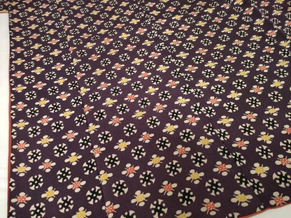 平和屋着物■上質な小紋 型染め 丸文 鬼しぼ縮緬 正絹 逸品 AABG2566ck