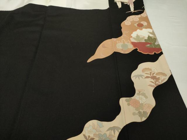 平和屋着物■豪華黒留袖　駒刺繍　道長雪輪花籬文　金彩　正絹　逸品　AABG2575ck