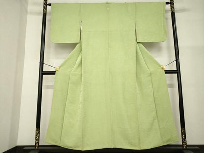 平和屋着物■上質な色無地 流水地紋 黄海松茶色 正絹 逸品 AABG2576ck