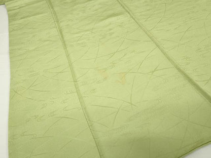 平和屋着物■上質な色無地 流水地紋 黄海松茶色 正絹 逸品 AABG2576ck
