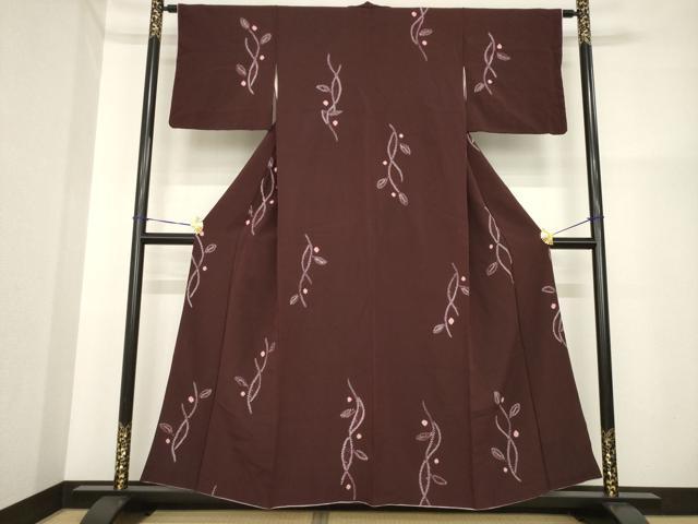 平和屋着物■上質な小紋 総絞り 蔦草文 正絹 逸品 AABG2621ck