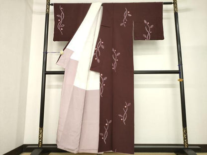 平和屋着物■上質な小紋 総絞り 蔦草文 正絹 逸品 AABG2621ck