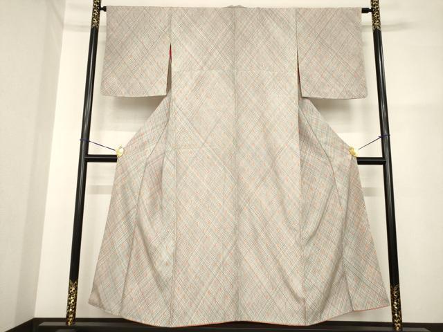 平和屋着物■アンティーク　大正ロマン　小紋　紬地　抽象文様　正絹　逸品　AABG2622ck