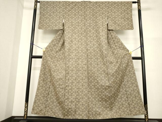 平和屋着物■上質な紬　花菱文　正絹　逸品　AABG2624ck