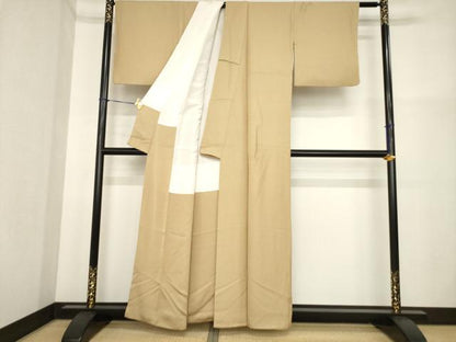 平和屋着物■上質な色無地　柴染色　正絹　逸品　AABG2627ck