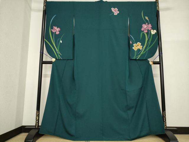 平和屋着物●小振袖　二尺袖　草花文　洗える着物　AABG2635ck