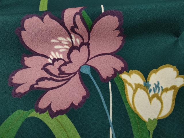平和屋着物●小振袖　二尺袖　草花文　洗える着物　AABG2635ck