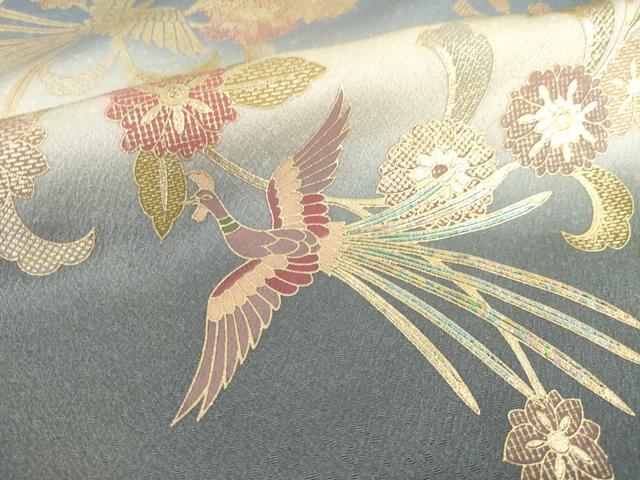 平和屋着物●訪問着　地紙鳳凰花文　暈し染め　金銀彩　正絹　逸品　AABG2636ck