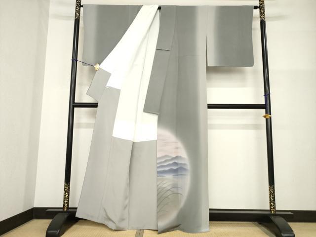 平和屋着物●京友禅工芸作家　小宮山彌一　訪問着　遠山風景文　暈し染め　正絹　逸品　AABG2638ck