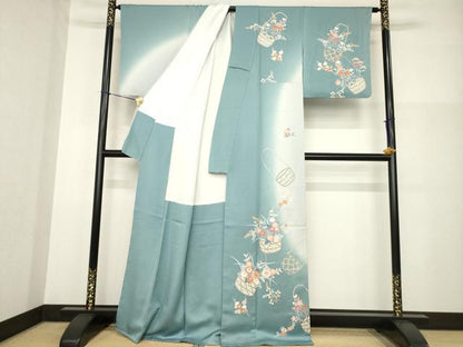 平和屋着物●訪問着　花篭文　暈し染め　正絹　逸品　未使用　AABG2639ck