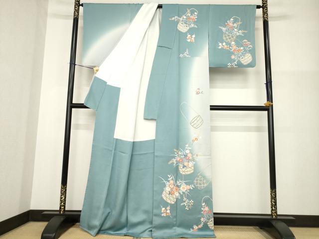 平和屋着物●訪問着　花篭文　暈し染め　正絹　逸品　未使用　AABG2639ck