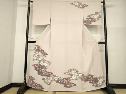 平和屋着物●十日町　名門　滝泰謹製　訪問着　辻が花　絞り　雲取り花文　正絹　逸品　AABG2640ck