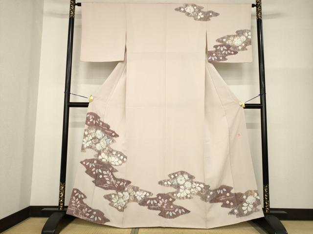 平和屋着物●十日町　名門　滝泰謹製　訪問着　辻が花　絞り　雲取り花文　正絹　逸品　AABG2640ck