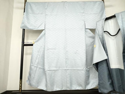 平和屋着物●男性　色紋付・羽織セット　花菱地紋　キングサイズ　洗える着物　AABG2642ck