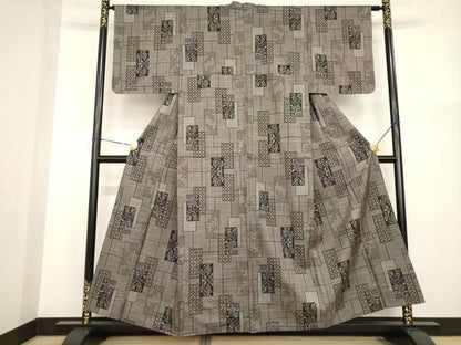 平和屋着物●本場大島紬　一元7マルキ　短冊花文　正絹　逸品　AABG2644ck