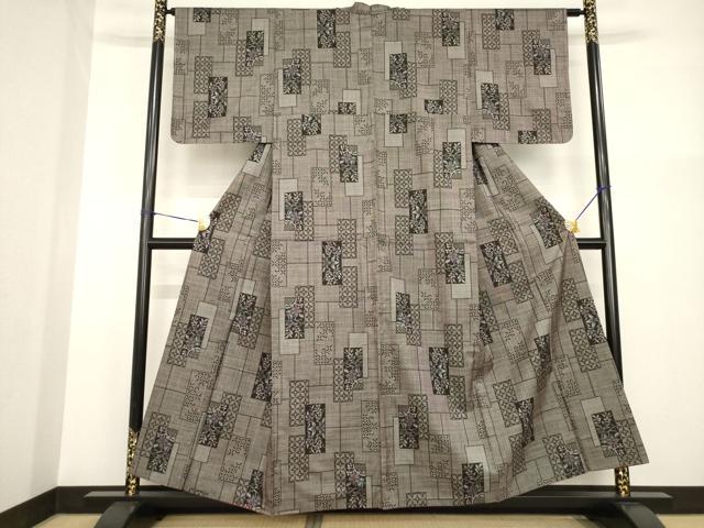 平和屋着物●本場大島紬　一元7マルキ　短冊花文　正絹　逸品　AABG2644ck