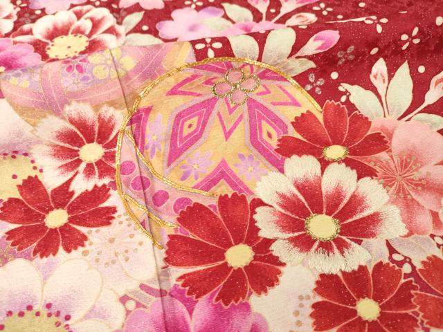 平和屋着物●豪華振袖　駒刺繍　花毬文　暈し染め　金彩　銀通し地　ロング丈　正絹　逸品　AABG2645ck
