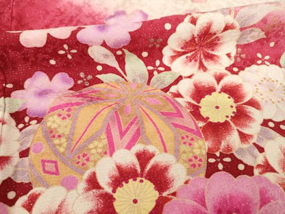 平和屋着物●豪華振袖　駒刺繍　花毬文　暈し染め　金彩　銀通し地　ロング丈　正絹　逸品　AABG2645ck
