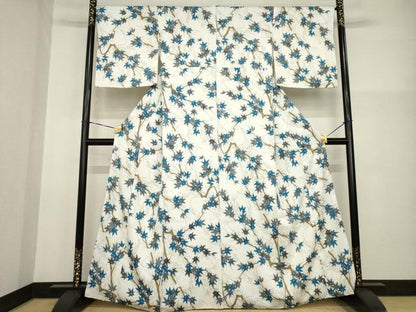 平和屋着物●洗える最高級着物　＜英＞はなぶさ謹製　小紋　枝花文　梅　楓　AABG2647ck