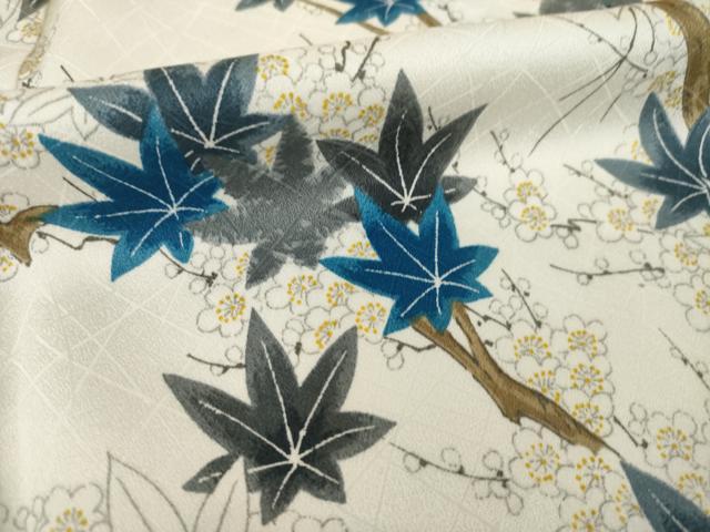 平和屋着物●洗える最高級着物　＜英＞はなぶさ謹製　小紋　枝花文　梅　楓　AABG2647ck