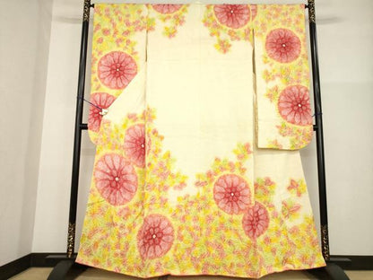 平和屋着物●豪華振袖　総絞り　舞花文　正絹　逸品　AABG2648ck