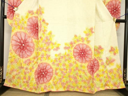 平和屋着物●豪華振袖　総絞り　舞花文　正絹　逸品　AABG2648ck