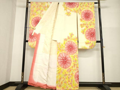 平和屋着物●豪華振袖　総絞り　舞花文　正絹　逸品　AABG2648ck