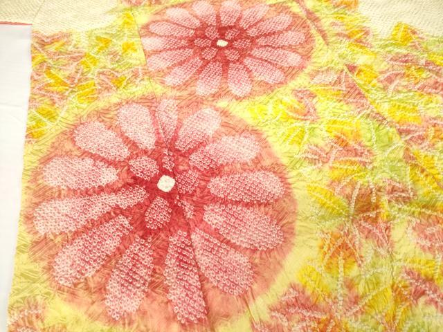 平和屋着物●豪華振袖　総絞り　舞花文　正絹　逸品　AABG2648ck