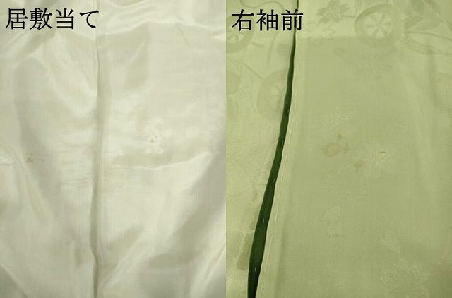 平和屋着物●振袖用長襦袢　無双仕立て　御所車花地紋　柳茶色　正絹　逸品　AABG2650ck