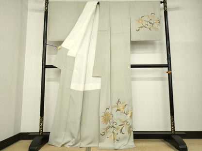 平和屋着物●ジャパンオートクチュール　渡辺雪三郎　訪問着　花唐草文　金彩　正絹　逸品　AABG2653ck