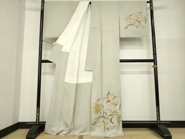 平和屋着物●ジャパンオートクチュール　渡辺雪三郎　訪問着　花唐草文　金彩　正絹　逸品　AABG2653ck