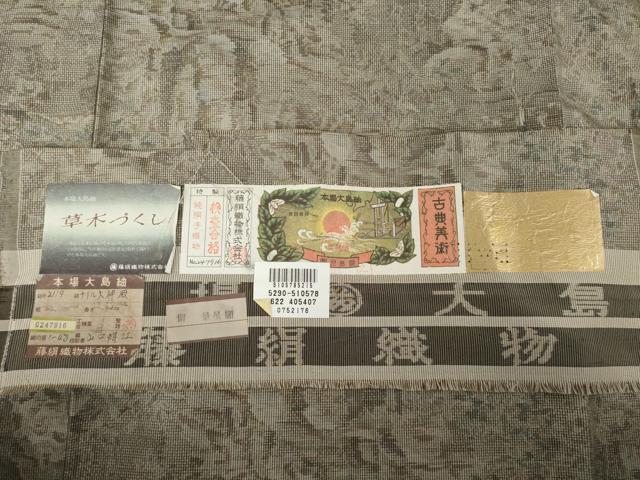 平和屋着物●都喜ヱ門 本場大島紬 一元7マルキ 総絣 ナイル大神殿 草木尽くし 山口絹江作 藤絹織物謹製 証紙付き 正絹 逸品 AABG2658ck