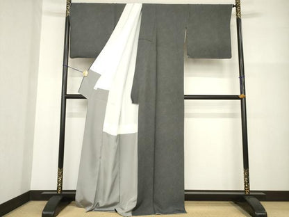 平和屋着物●江戸小紋　鮫小紋柄　黒地　正絹　逸品　AABG2663ck