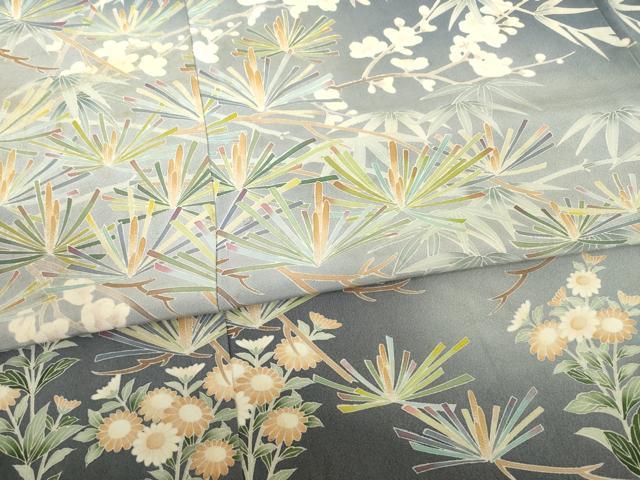 平和屋着物●訪問着　友禅　作家物　松彩　松竹梅　暈し染め　正絹　逸品　AABG2666ck