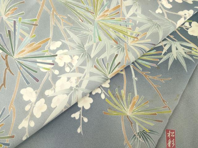 平和屋着物●訪問着　友禅　作家物　松彩　松竹梅　暈し染め　正絹　逸品　AABG2666ck