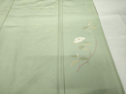 平和屋着物●訪問着　刺繍　枝花文　金彩　正絹　逸品　AABG2667ck