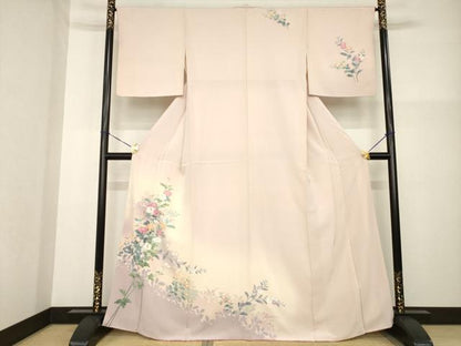 平和屋着物●訪問着　友禅　草花文　暈し染め　正絹　逸品　AABG2669ck