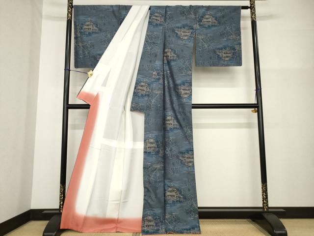 平和屋着物●都喜ヱ門　本場大島紬　一元7マルキ　総絣　風景文　藤絹織物謹製　正絹　逸品　AABG2672ck