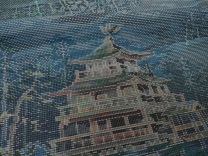 平和屋着物●都喜ヱ門　本場大島紬　一元7マルキ　総絣　風景文　藤絹織物謹製　正絹　逸品　AABG2672ck