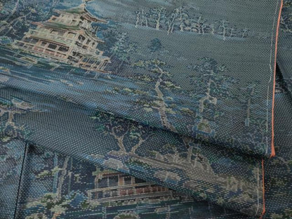平和屋着物●都喜ヱ門　本場大島紬　一元7マルキ　総絣　風景文　藤絹織物謹製　正絹　逸品　AABG2672ck